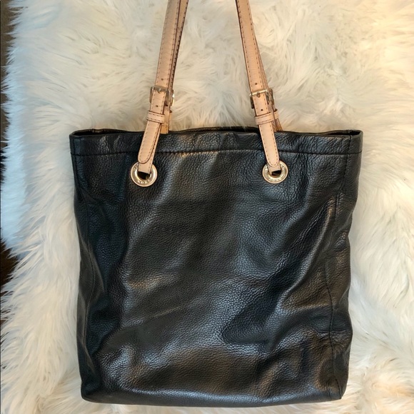 Michael Kors Tote Purse, Leather, Black & Tan, FUC - Picture 2 of 16